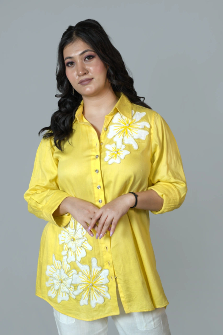 Yellow Flower Patch  shirt