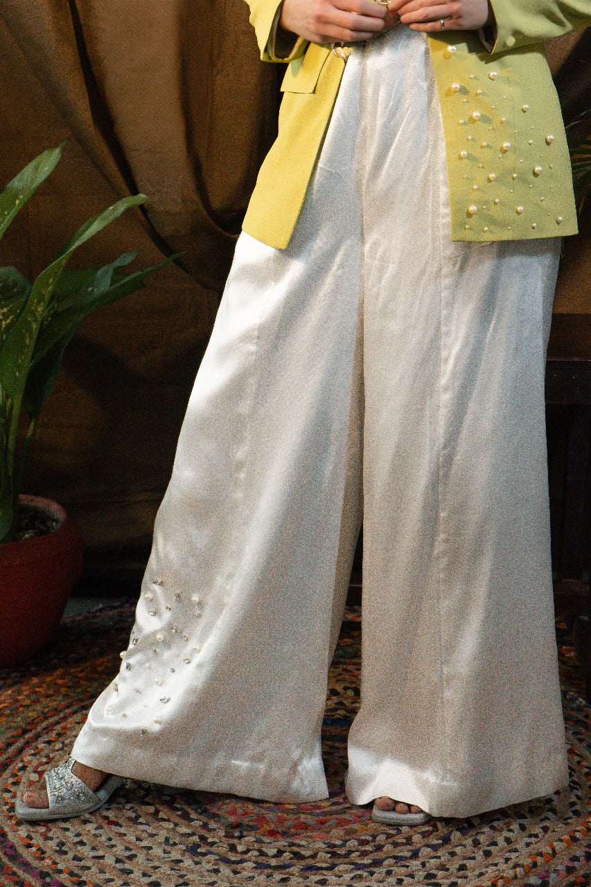 Panel Flared Pant with Pearl Work