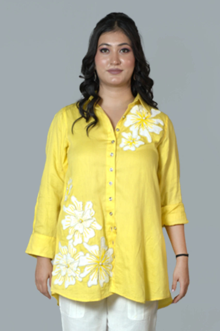 Yellow Flower Patch  shirt