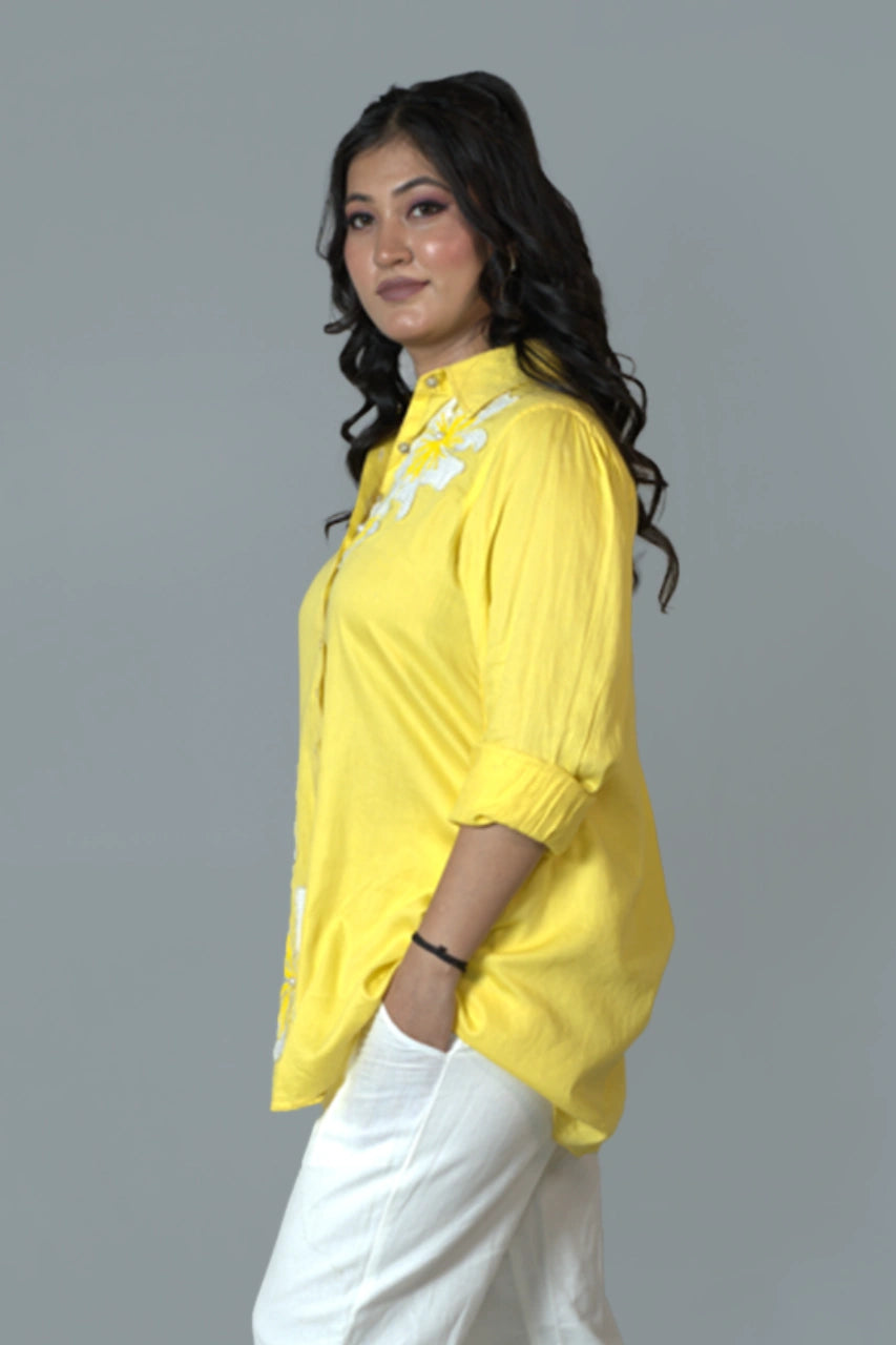 Yellow Flower Patch  shirt