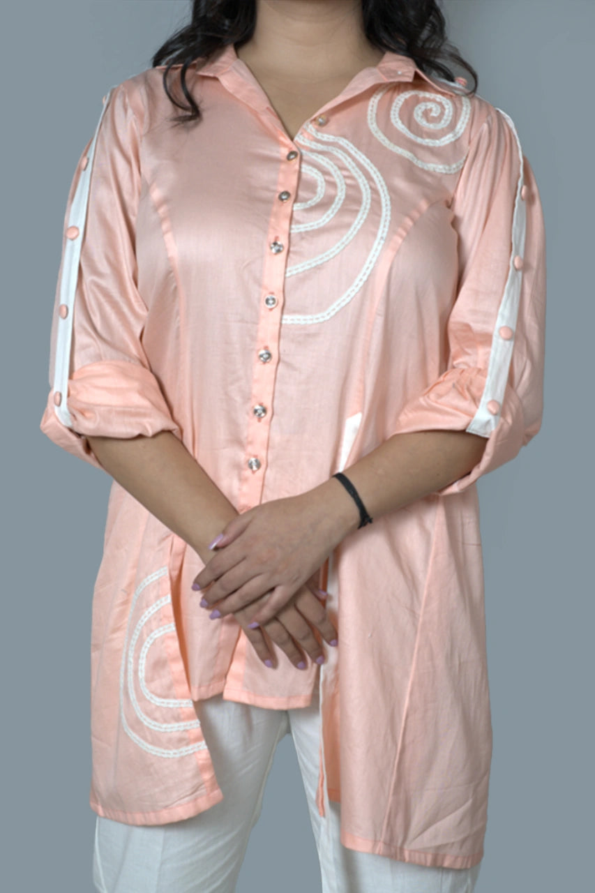 Peach Spiral Elegance shirt