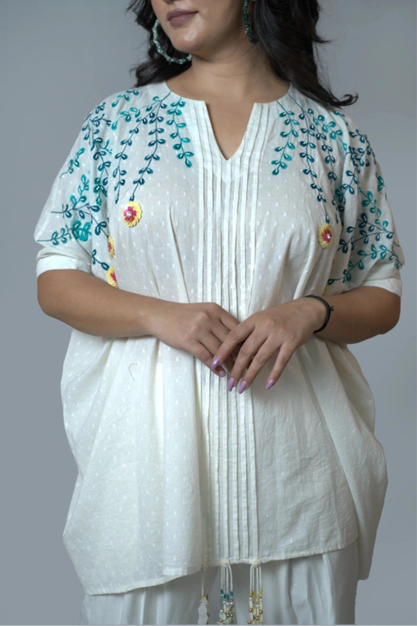 Embroidery Pintucks Top