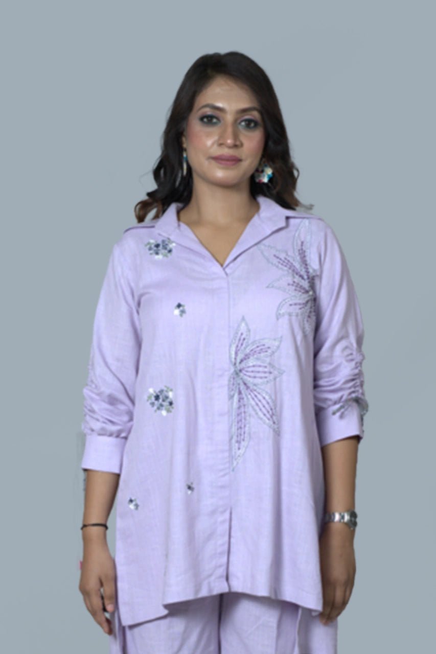 Lilac Embroidery Shirt