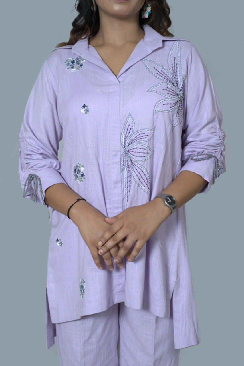 Lilac Embroidery Shirt