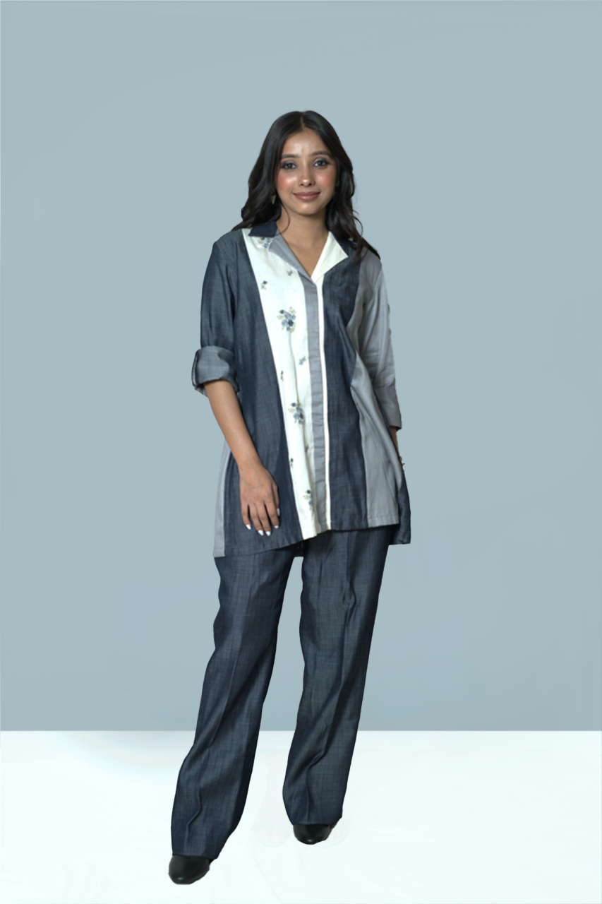 Color Blocking Chambray Co-Ord Set