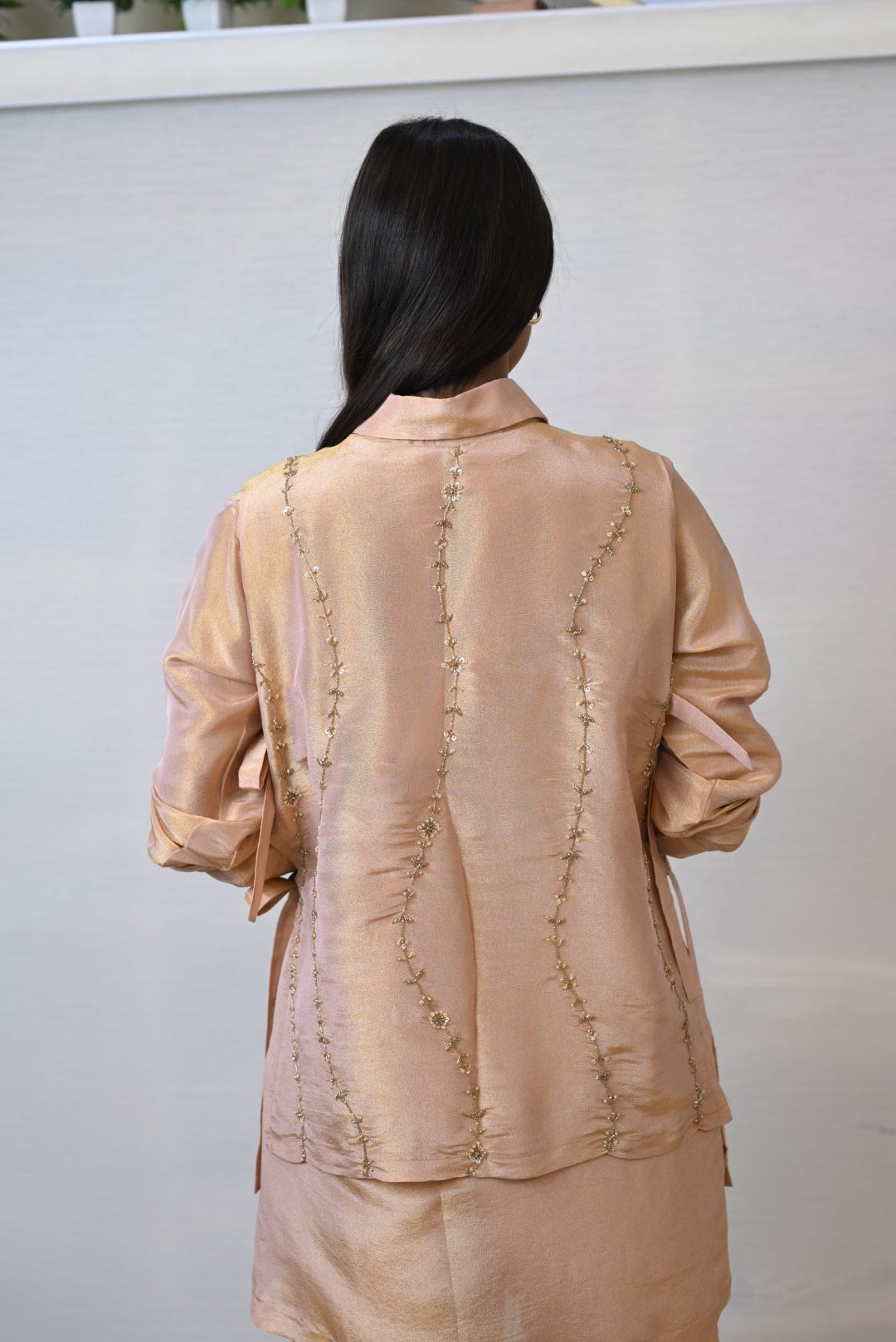 Three Piece Embroidery Tissue Co-ord Set