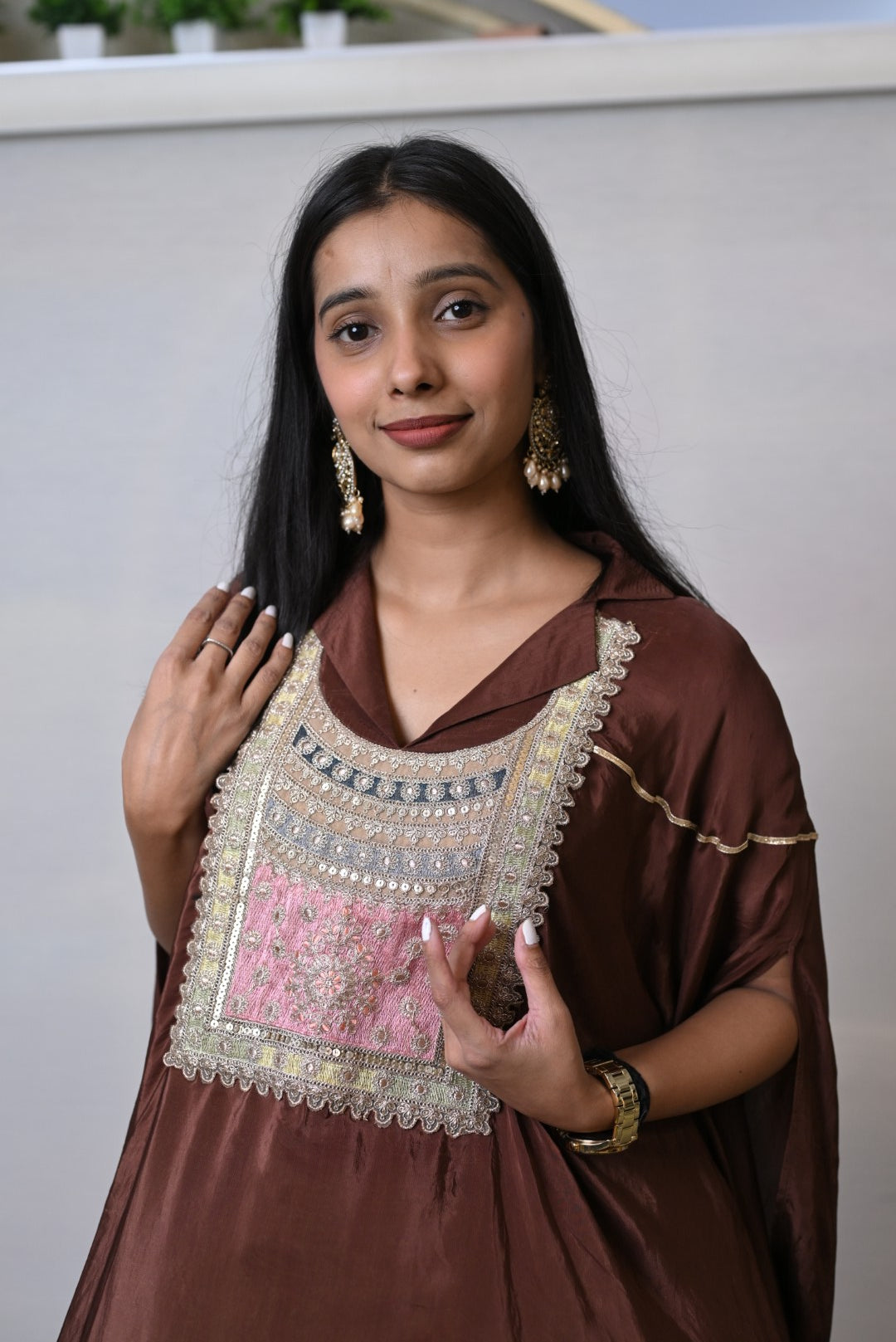 Flared Cape Style  Brown Co-ord Set