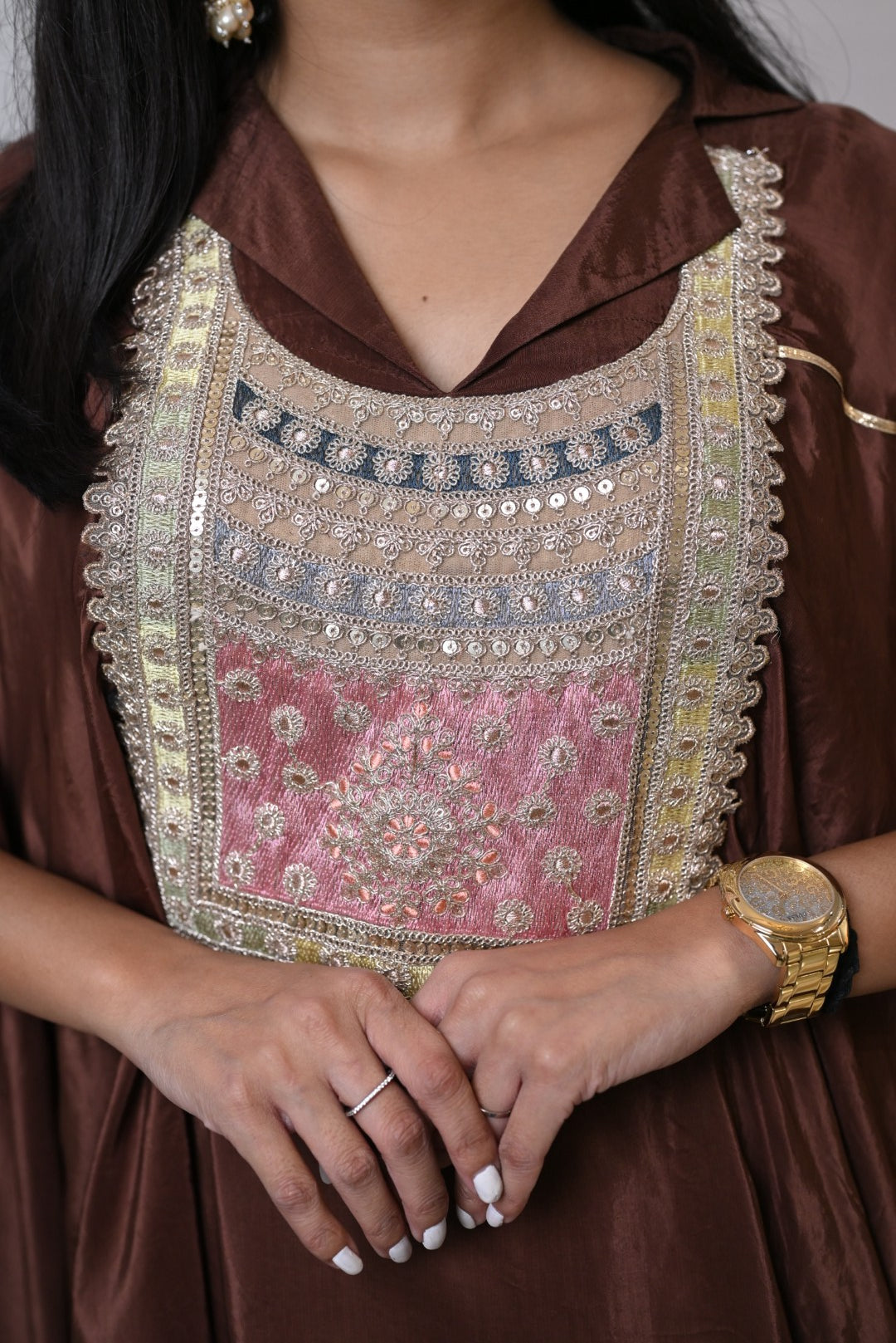 Flared Cape Style  Brown Co-ord Set