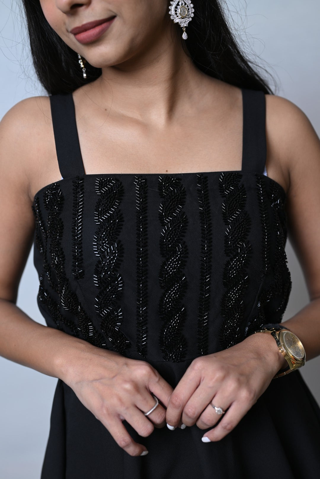 Noir luxe Embellished Peplum Co-ord Set