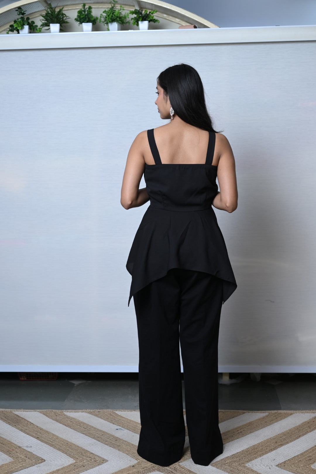 Noir luxe Embellished Peplum Co-ord Set