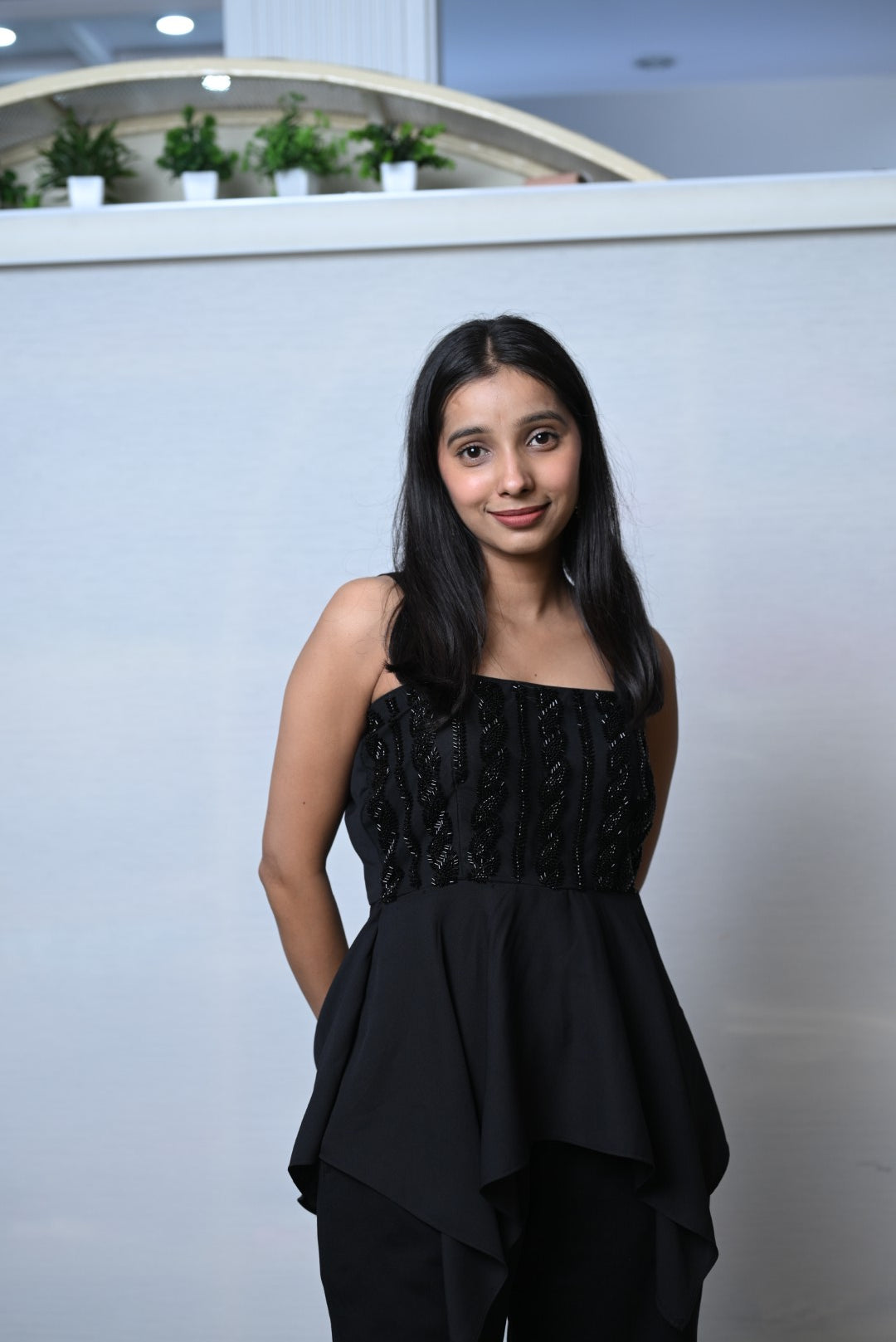 Noir luxe Embellished Peplum Co-ord Set