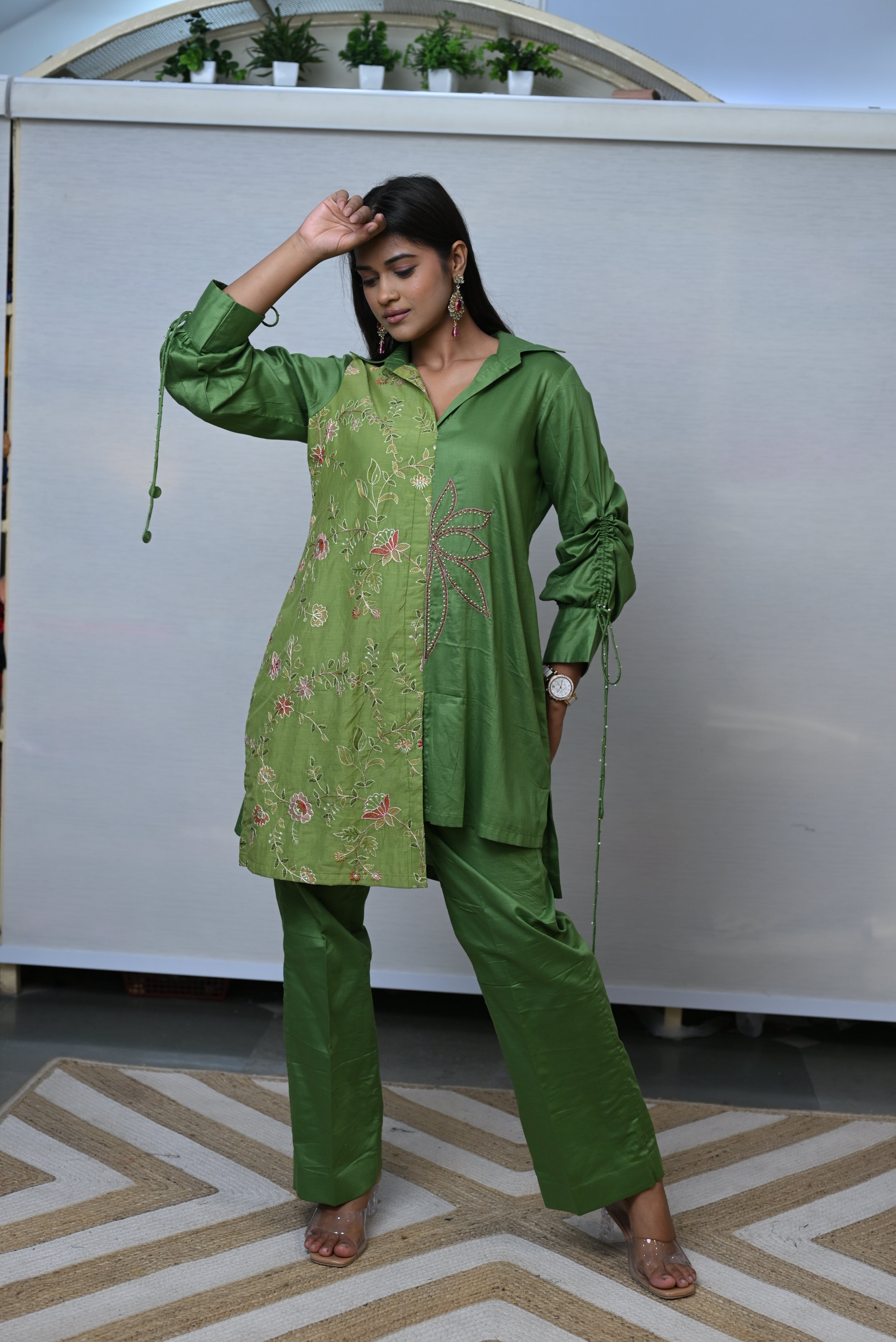 Green Embroidery Co-ord Set