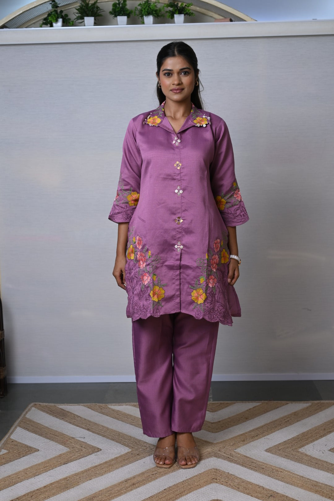 Orchid Blossom Embroidered Co-ord Set