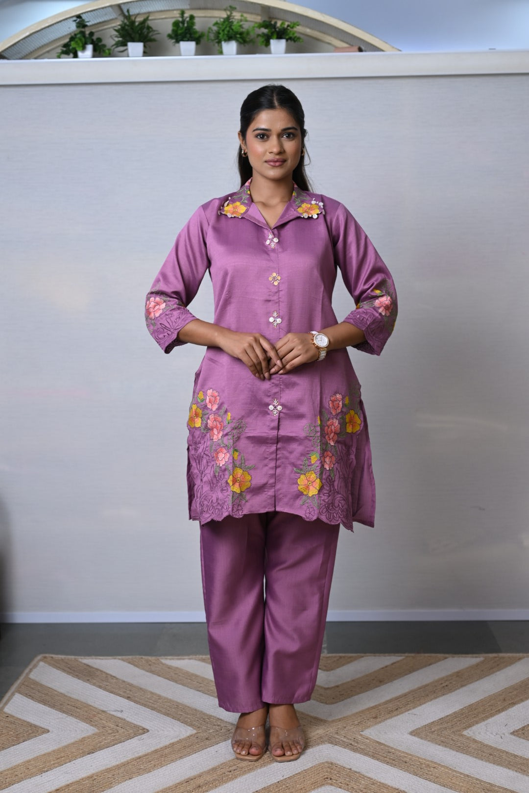 Orchid Blossom Embroidered Co-ord Set