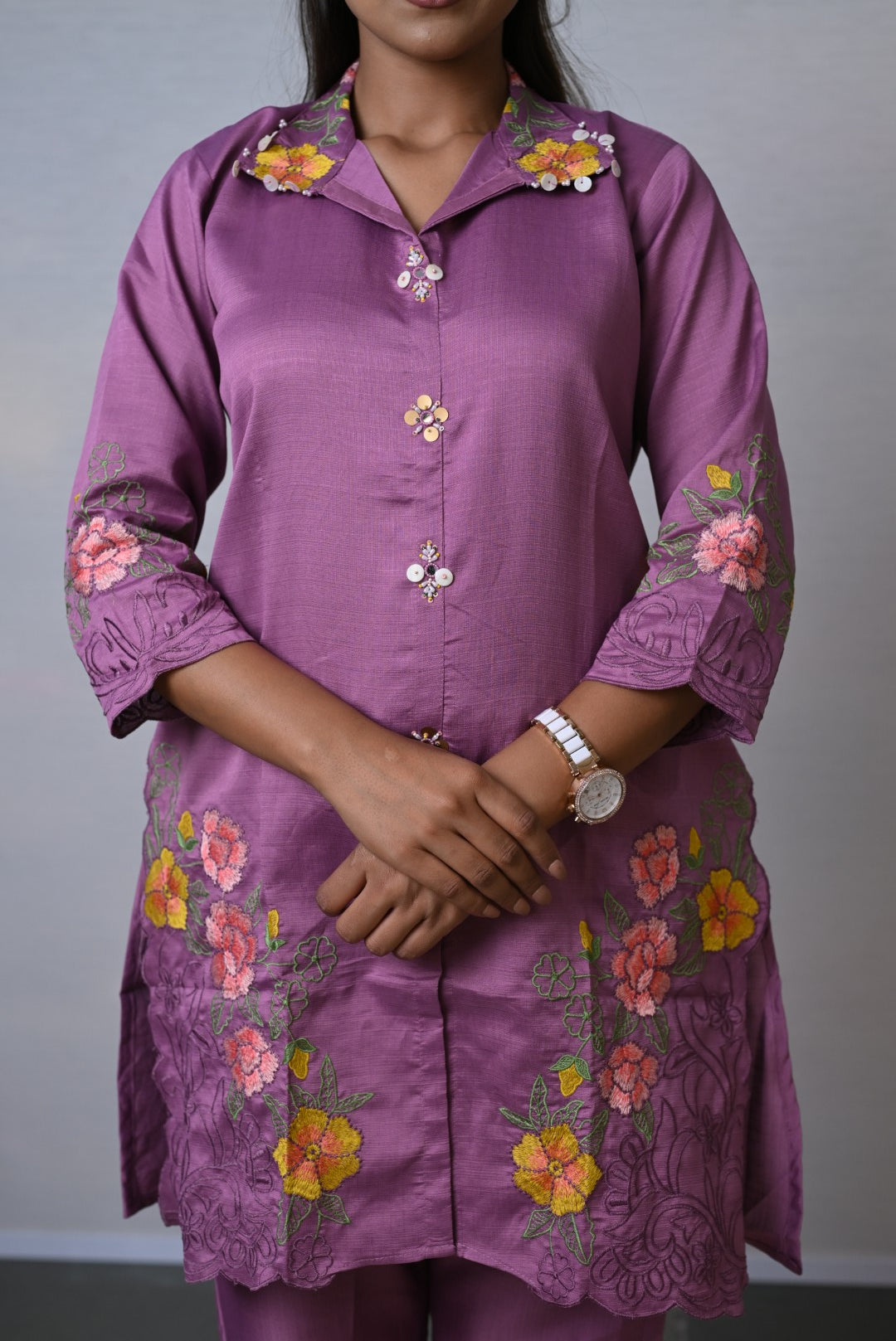 Orchid Blossom Embroidered Co-ord Set