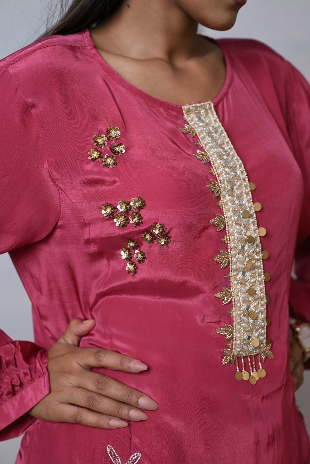 Rose Radiance Embroidered Tulip Pants Co-ord Set