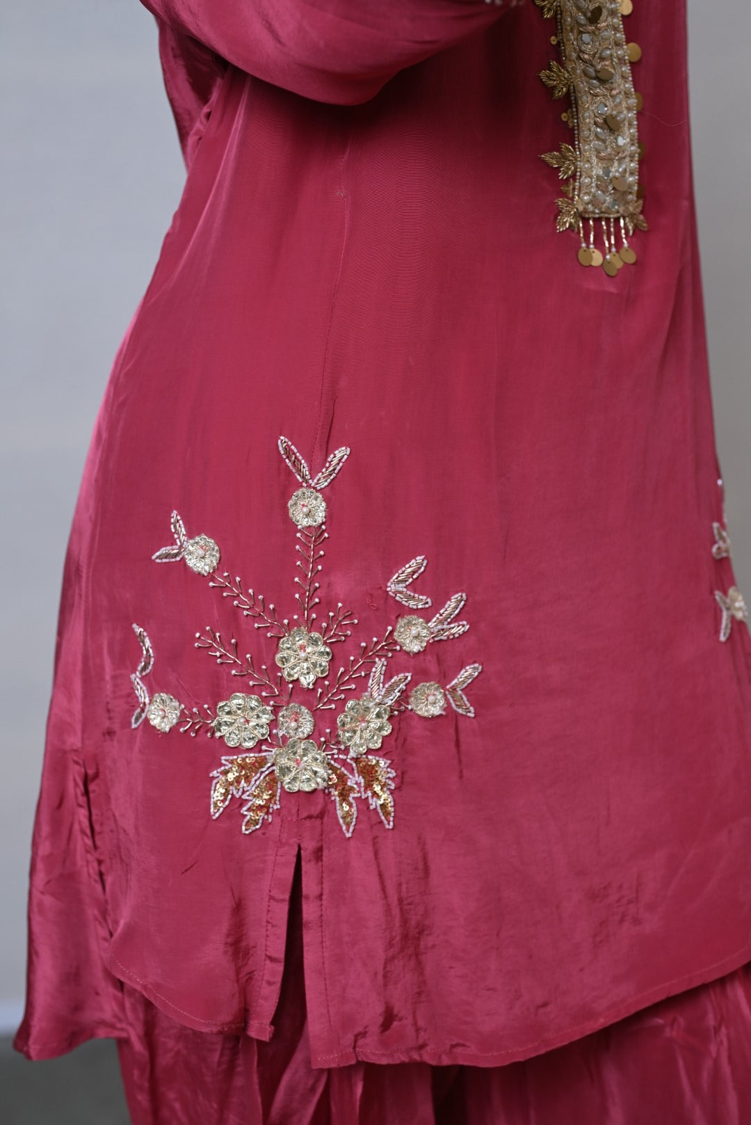 Rose Radiance Embroidered Tulip Pants Co-ord Set