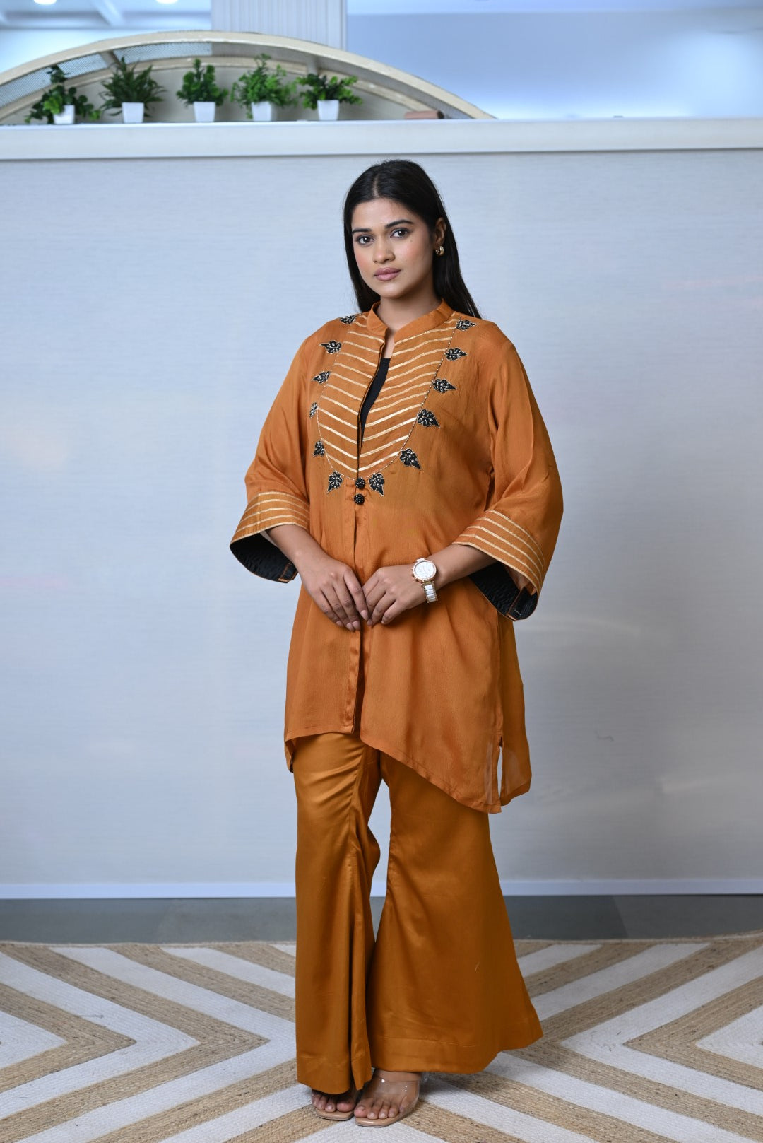 Amber Elegance Embroiidered Flared Co-ord Set