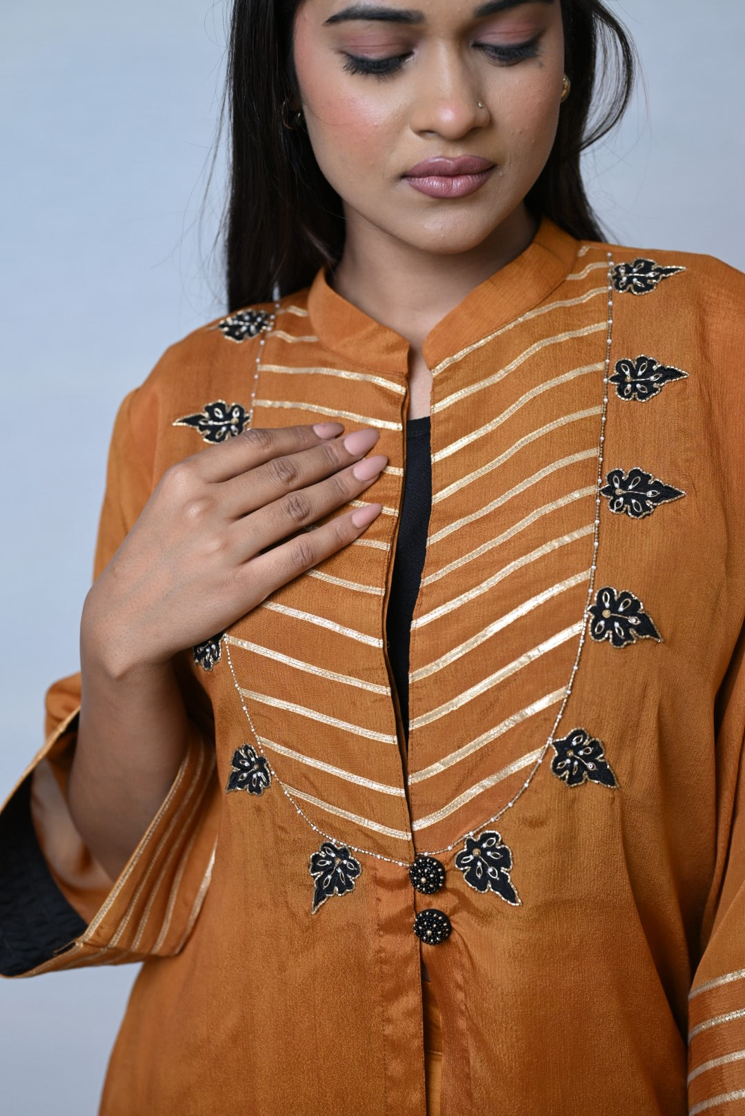 Amber Elegance Embroiidered Flared Co-ord Set