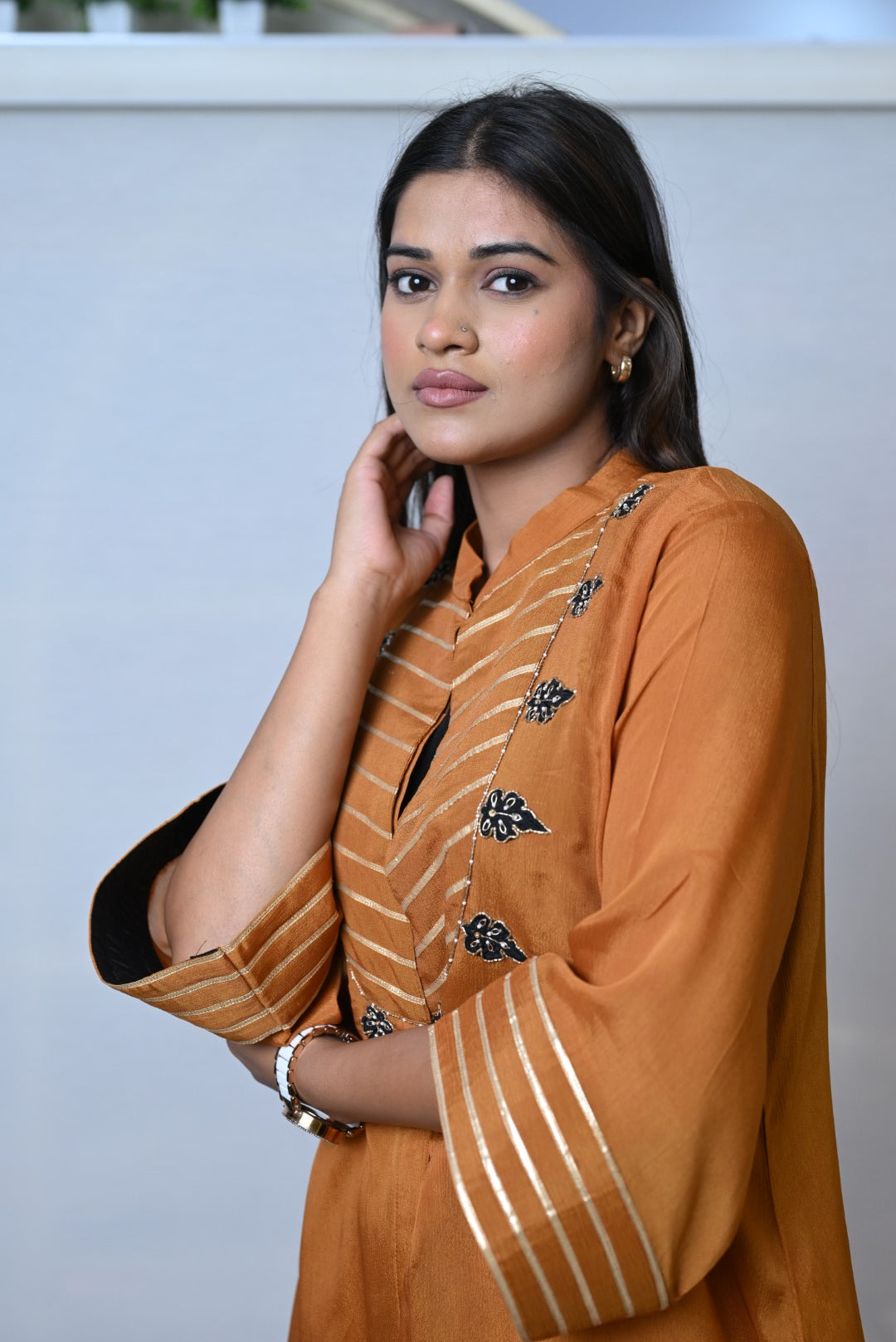 Amber Elegance Embroiidered Flared Co-ord Set