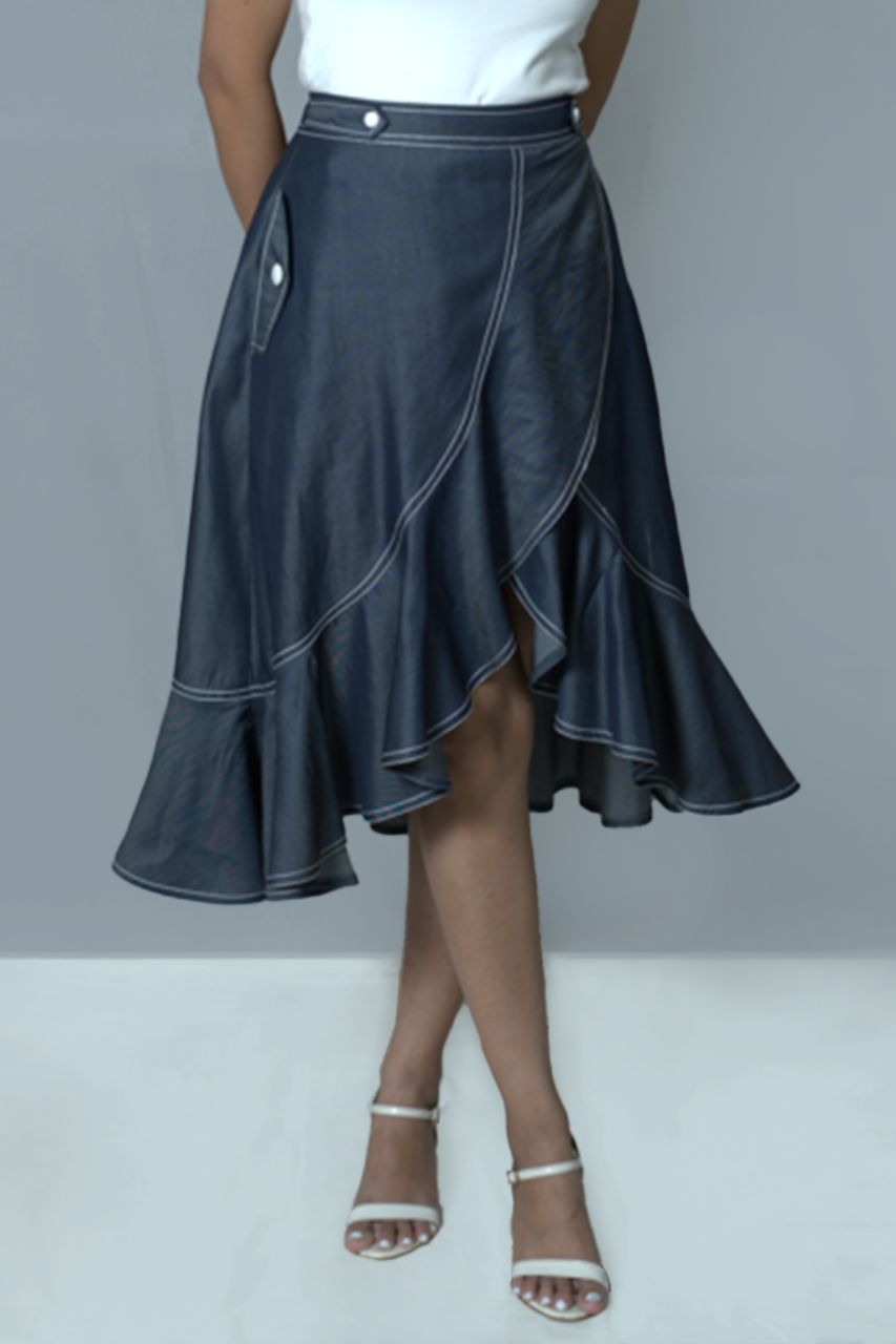 Denim Flared Skirt