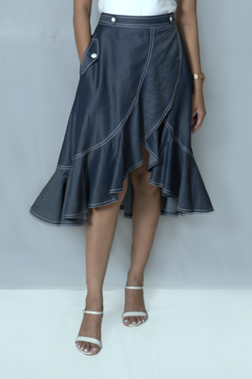 Denim Flared Skirt