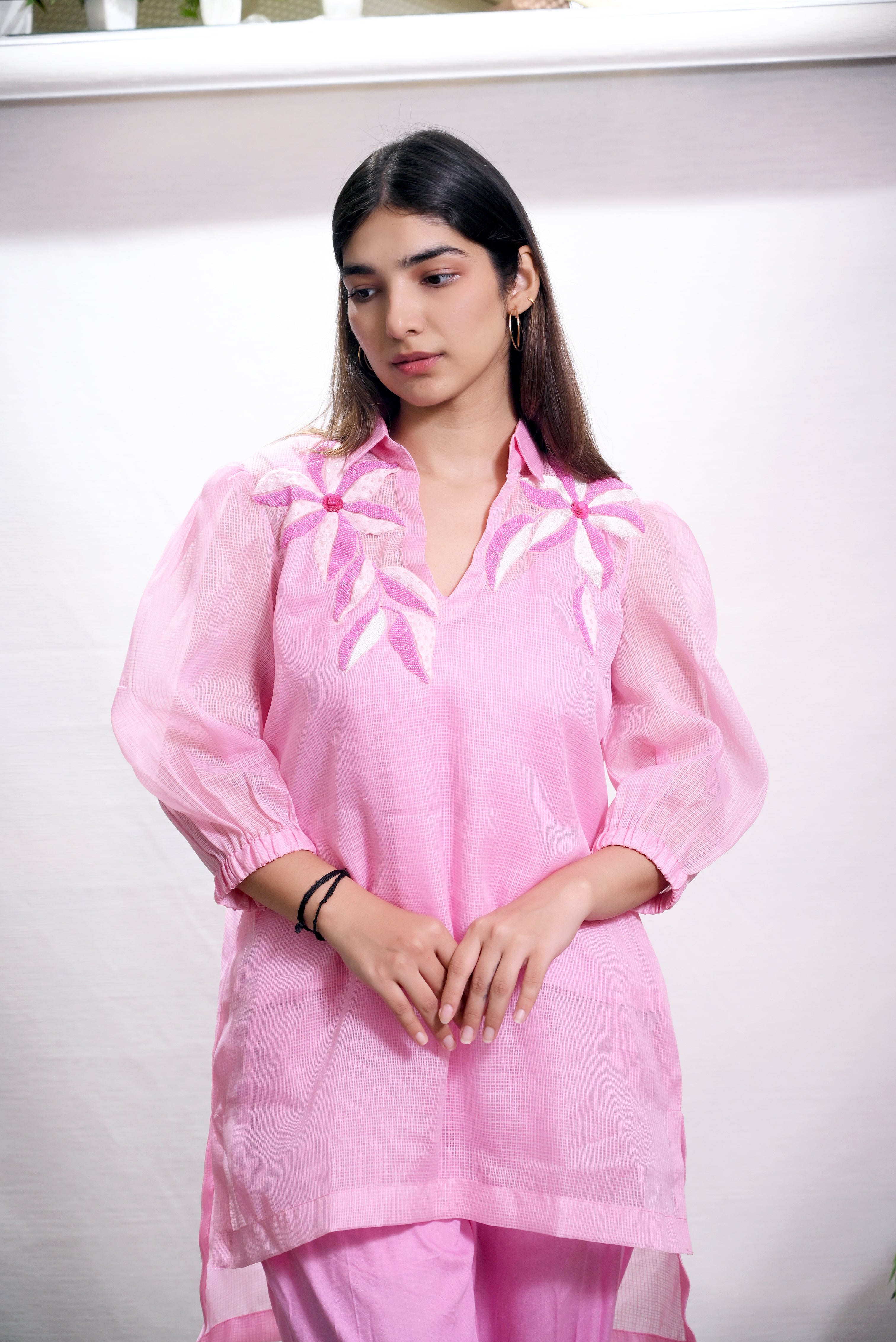 Floral Embroidered V-Neck Kota Tunic