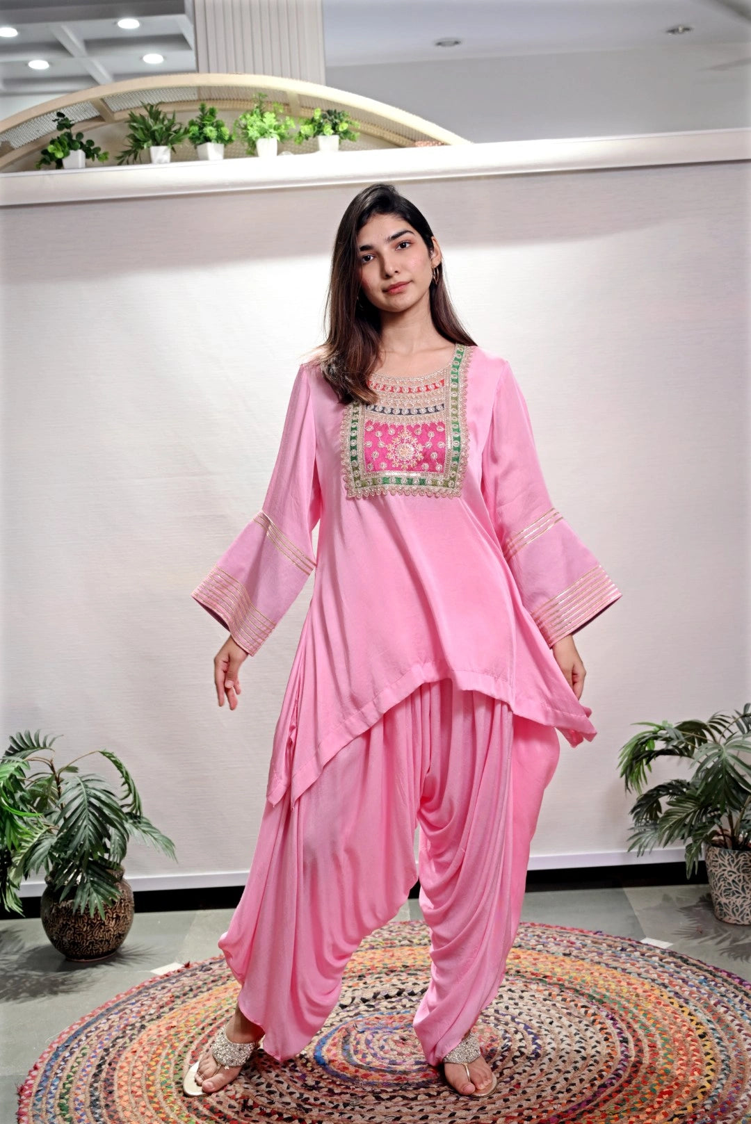 Pink Co-Ord Set with Cowl Pants