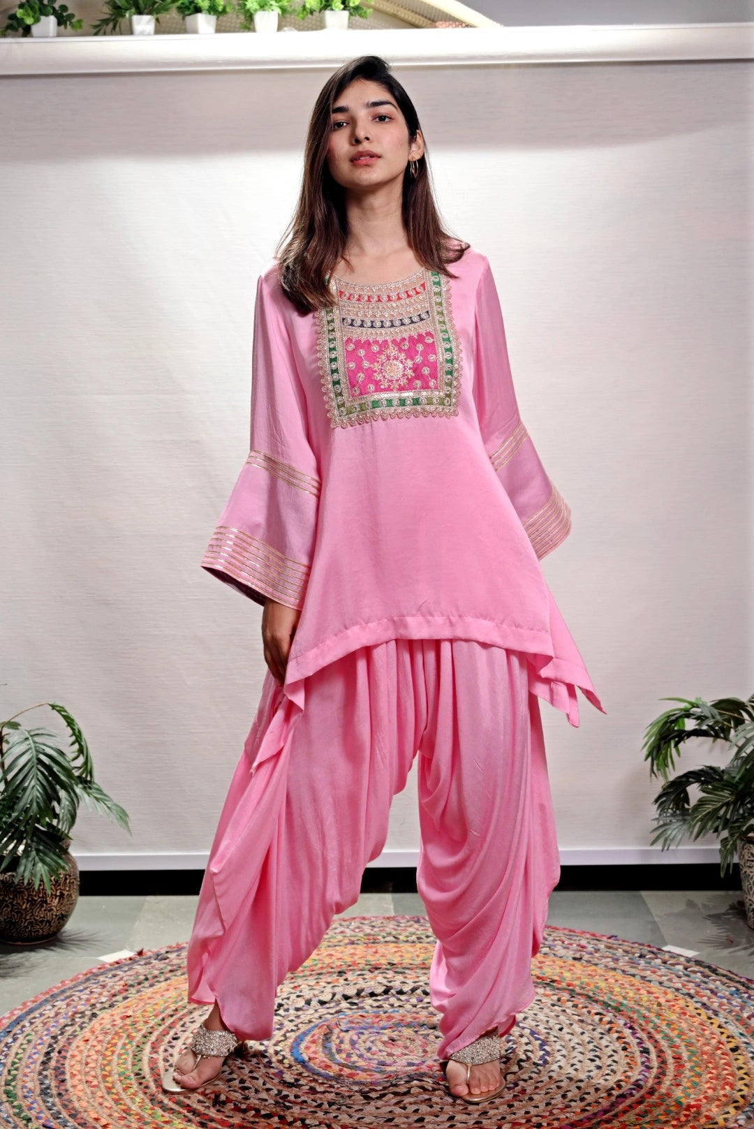 Pink Co-Ord Set with Cowl Pants