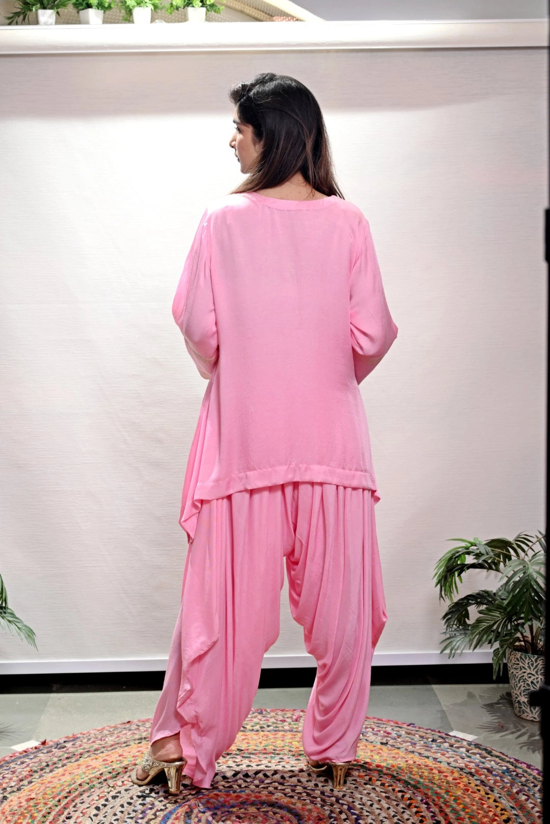 Pink Co-Ord Set with Cowl Pants