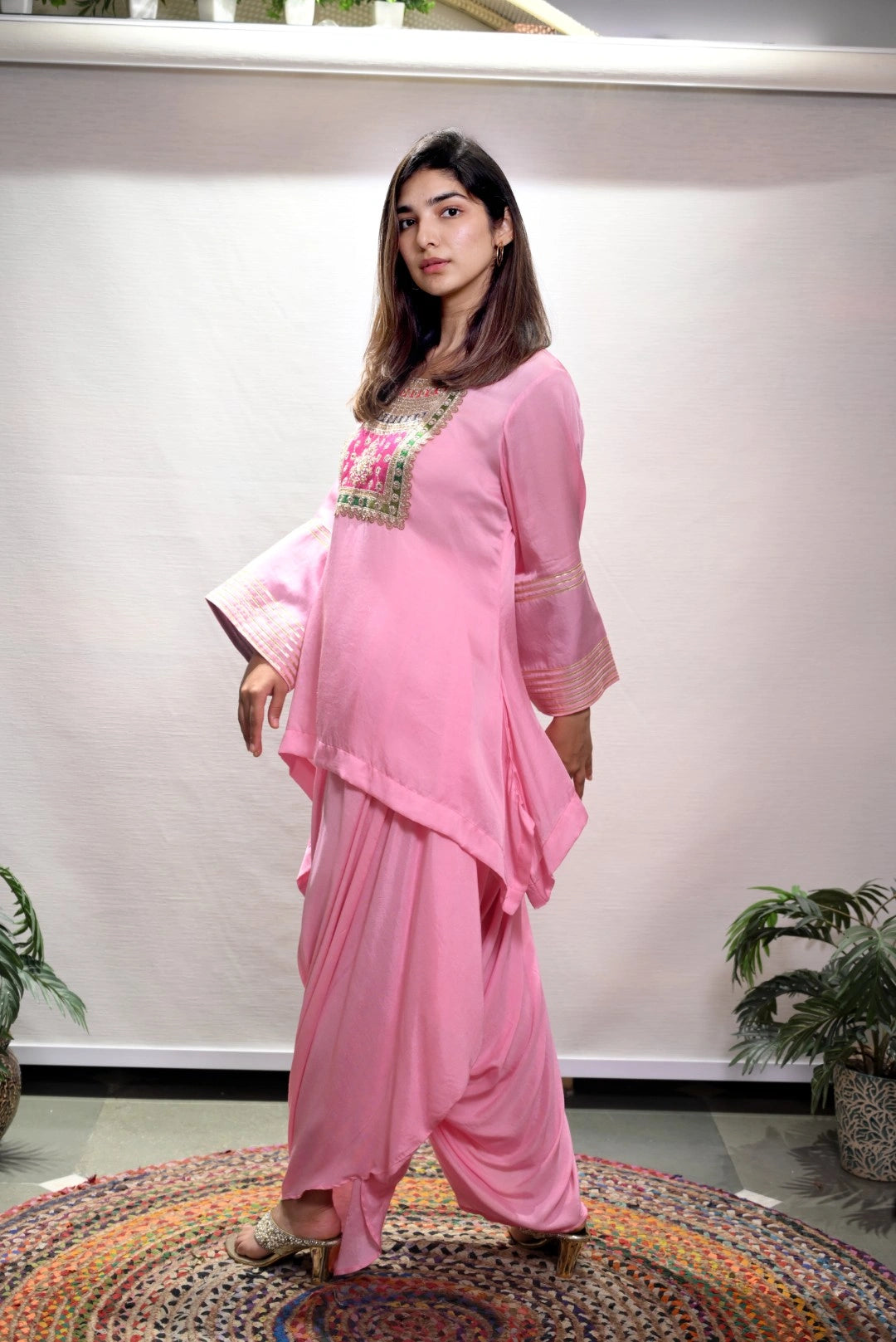 Pink Co-Ord Set with Cowl Pants