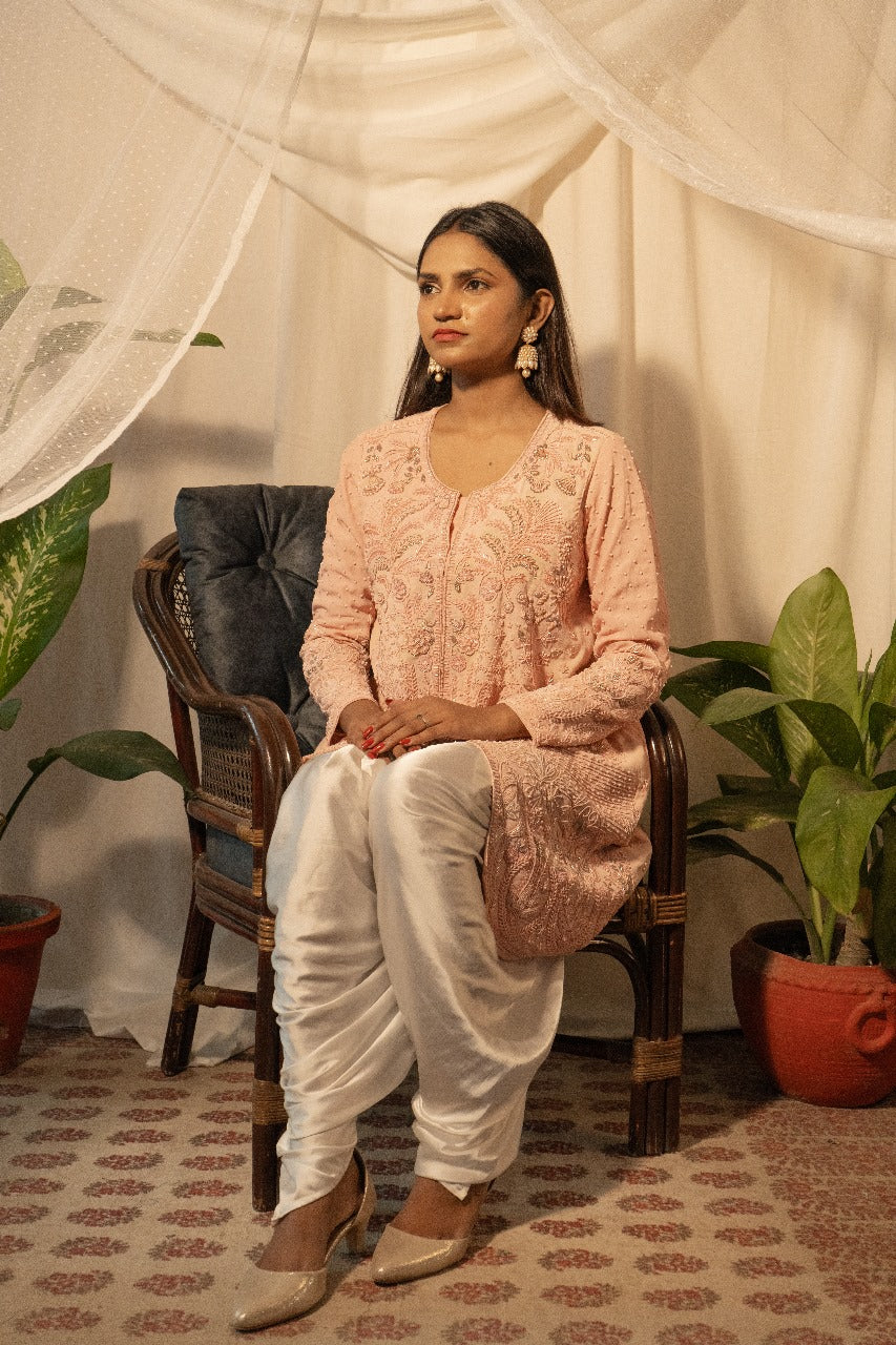 Hand Embroidery Top with Tulip Pants