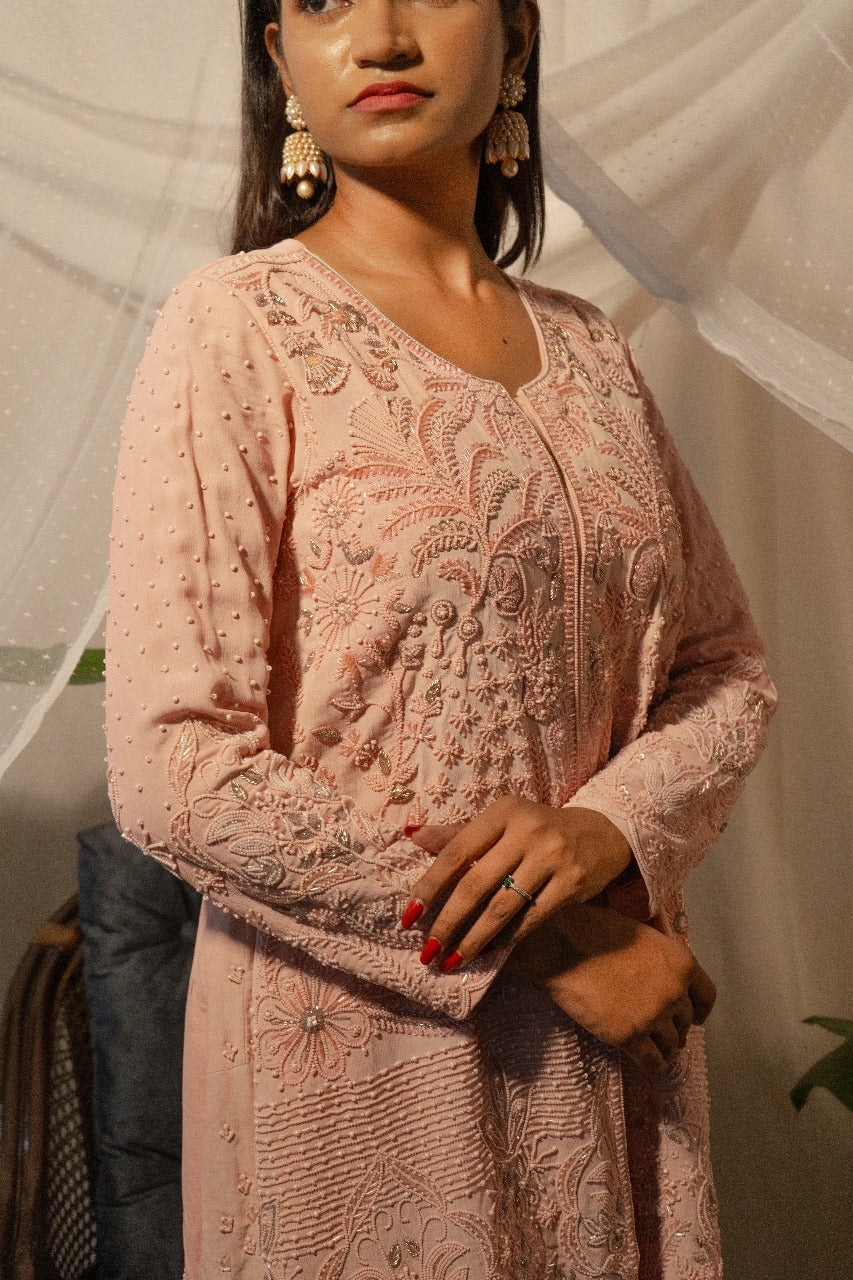 Hand Embroidery Top with Tulip Pants