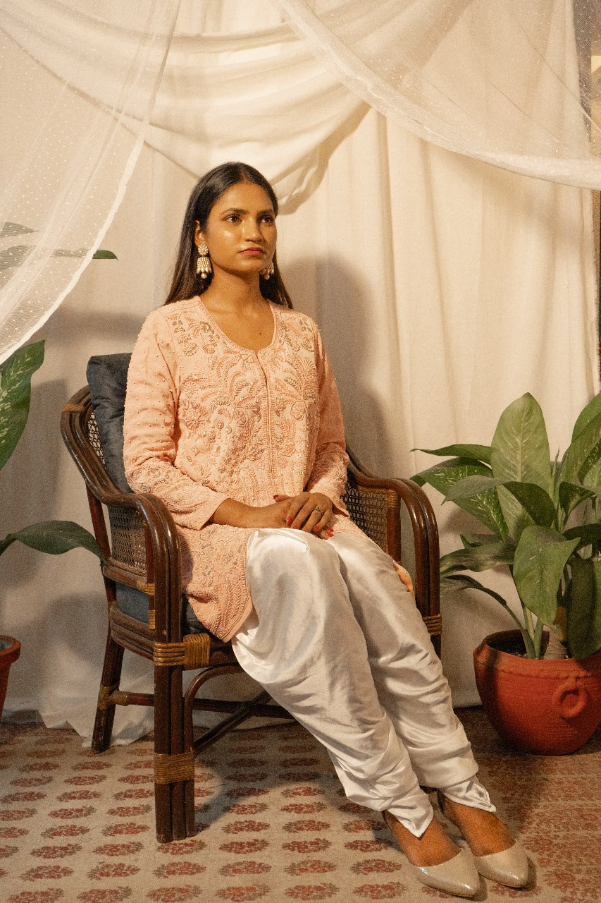 Hand Embroidery Top with Tulip Pants