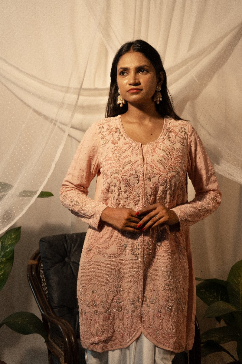 Hand Embroidery Top with Tulip Pants