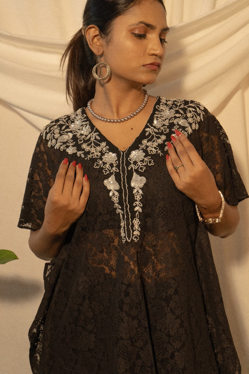 Sheer Kaftan with Bustier and Sharara