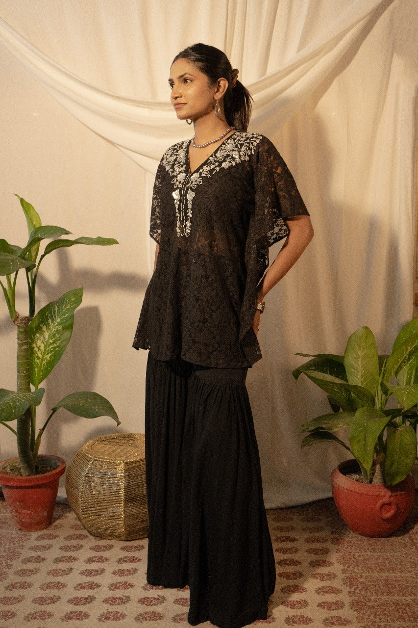 Sheer Kaftan with Bustier and Sharara