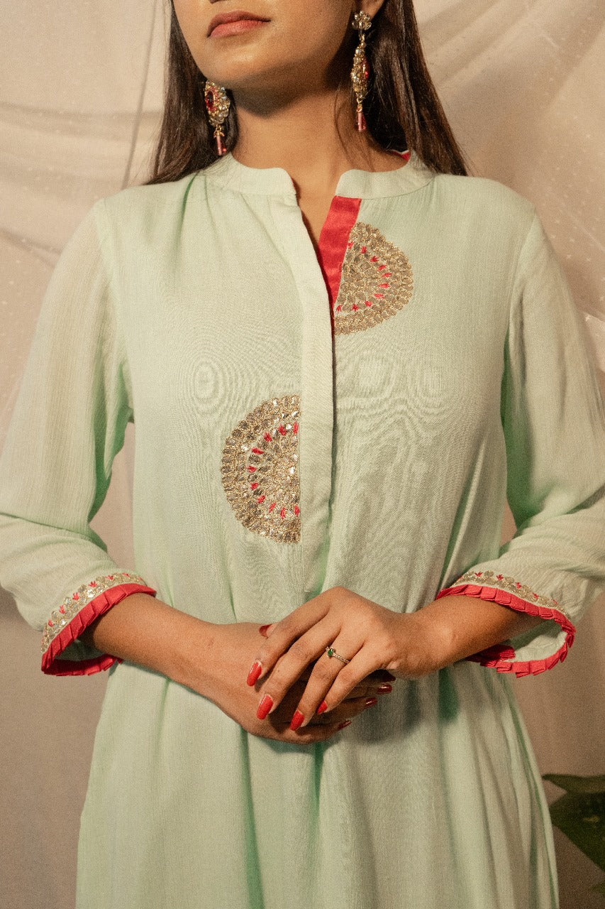 ASYMMETRICAL KURTA WITH PANTS