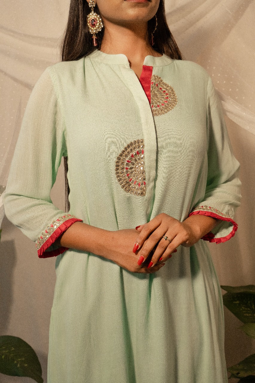 ASYMMETRICAL KURTA WITH PANTS