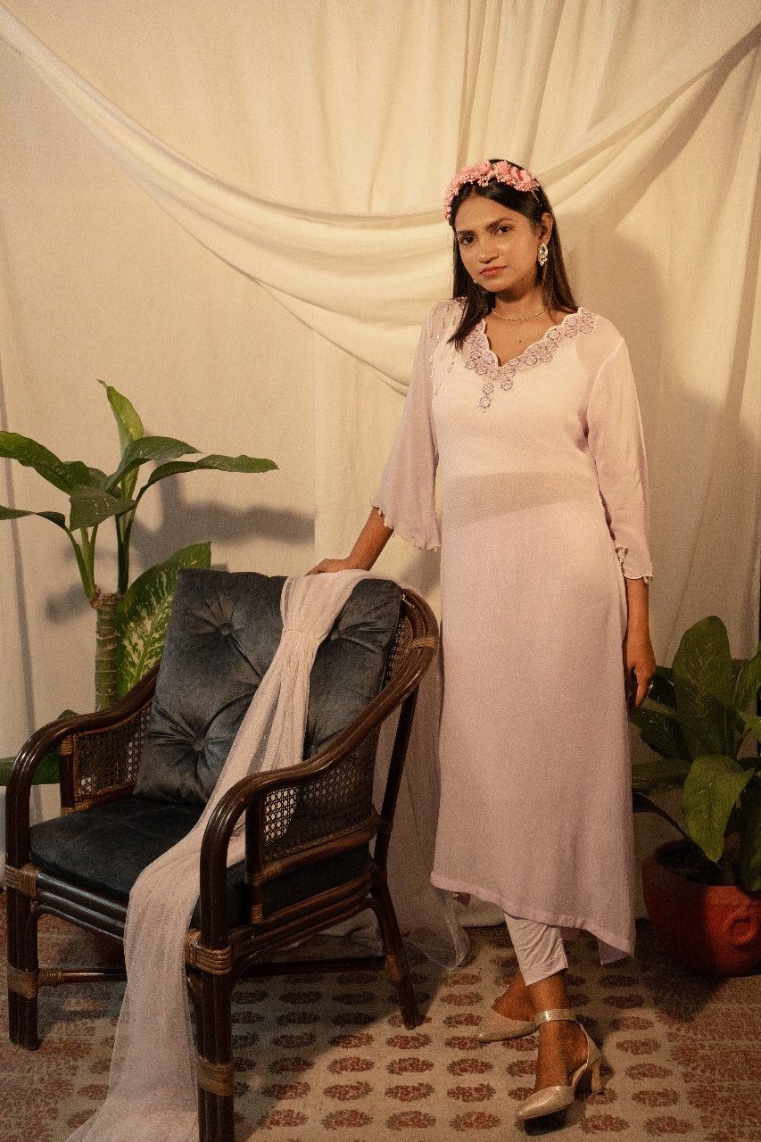 Asymmetrical Kurta Set with Dupatta