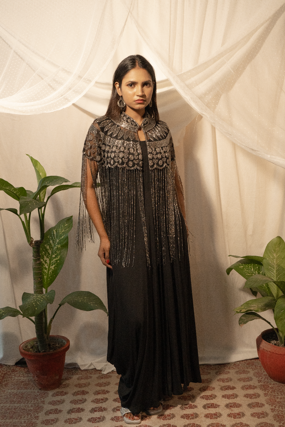 Hand Embroidery Cape and Draped Gown