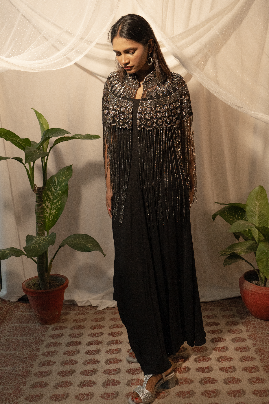 Hand Embroidery Cape and Draped Gown
