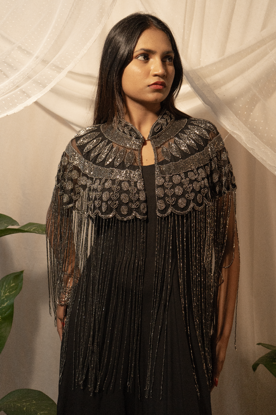 Hand Embroidery Cape and Draped Gown