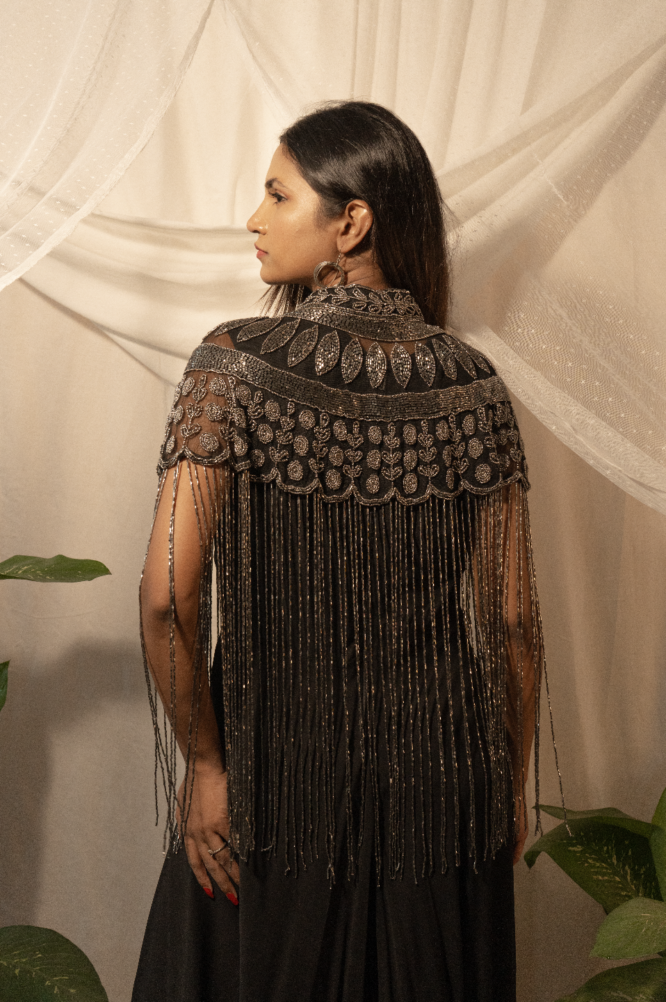 Hand Embroidery Cape and Draped Gown