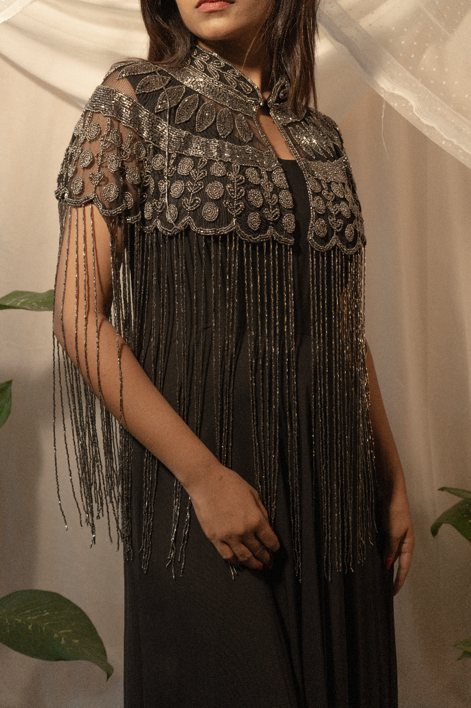Hand Embroidery Cape and Draped Gown