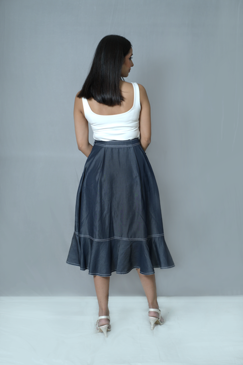 Denim Flared Skirt