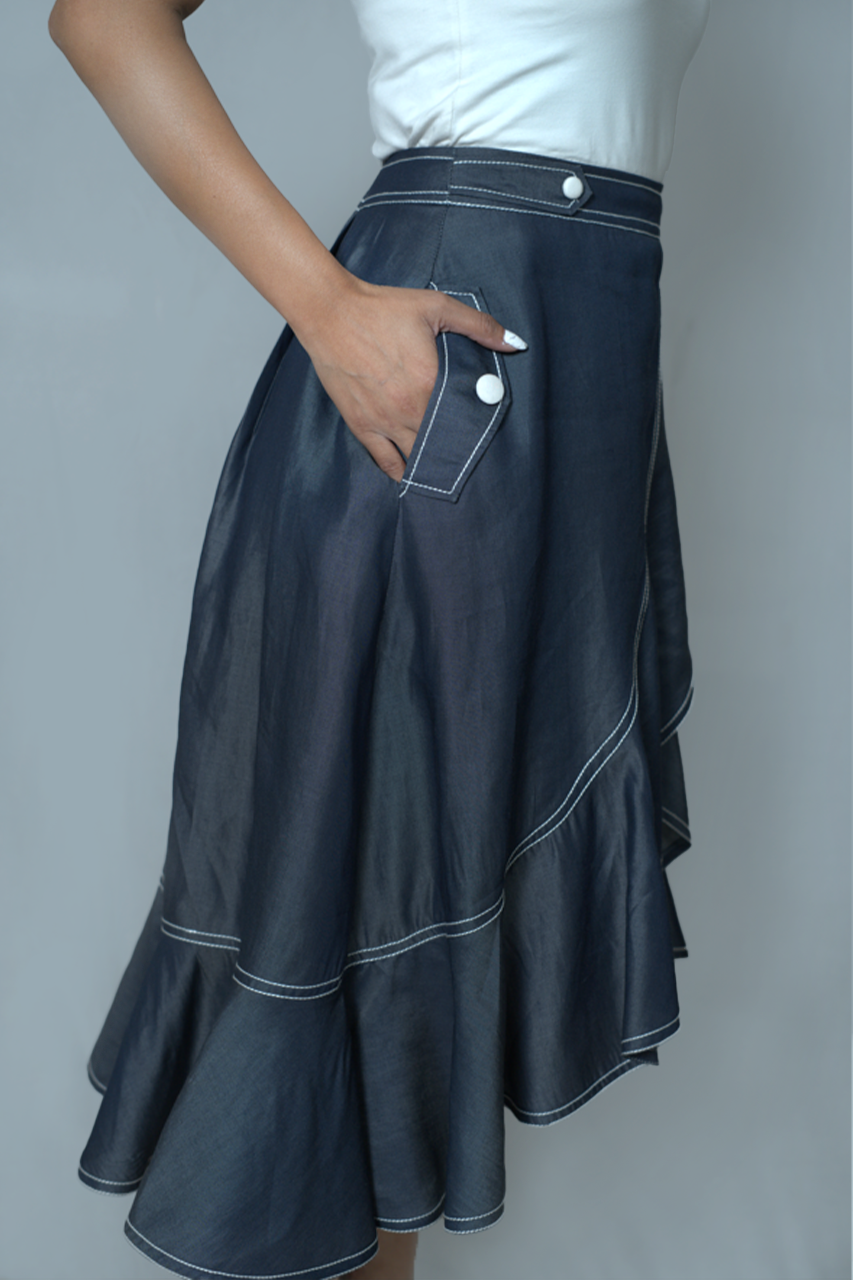Denim Flared Skirt