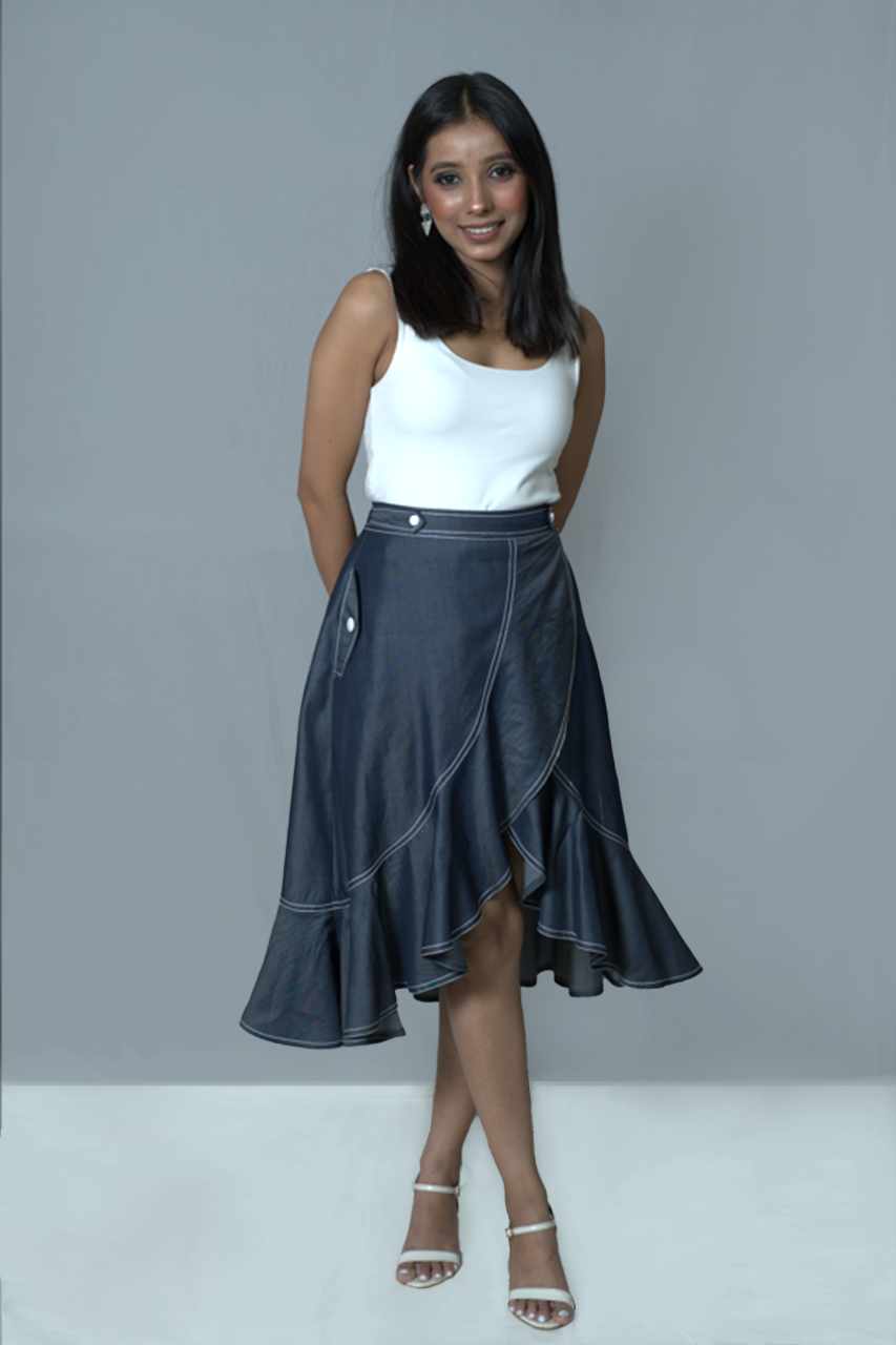 Denim Flared Skirt and Top