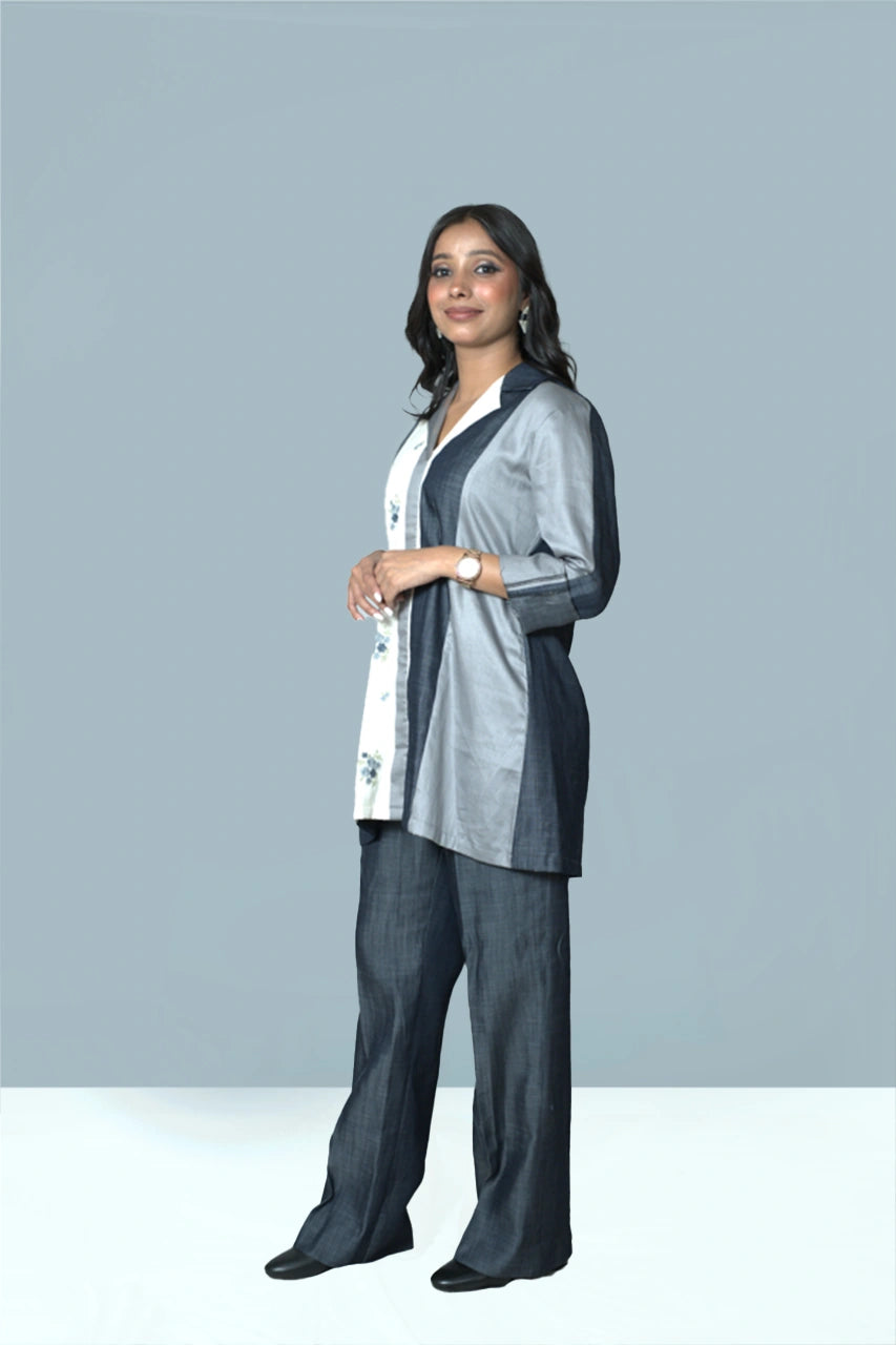 Color Blocking Chambray Co-Ord Set