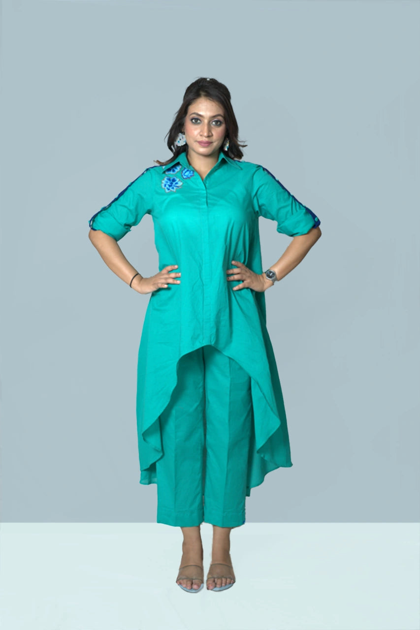 Aqua Bloom Asymmetric Co-Ord